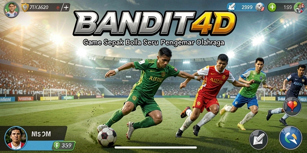 Screenshot gameplay BANDIT4D dengan aksi sepak bola yang seru.