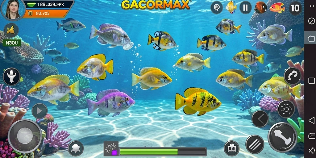 Screenshot gameplay GACORMAX menampilkan aksi menembak ikan yang seru.