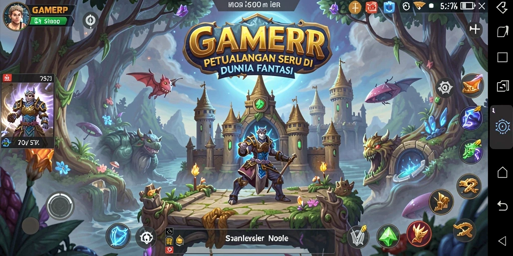 Tampilan gameplay GAMERP yang memukau dengan misi petualangan yang mendebarkan.