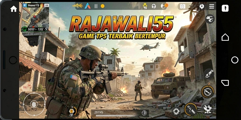 Screenshot gameplay RAJAWALI55 menampilkan aksi seru dalam pertempuran TPS.